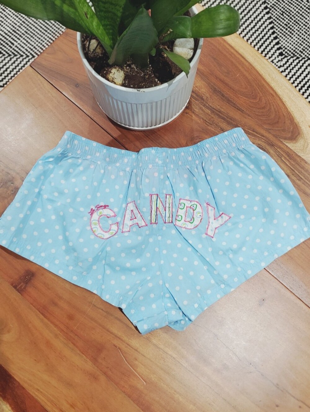 Super Rare 2004 La SENZA CANDY Polka Dot Low Rise Cheeky Boxer Brief PJ Shorts